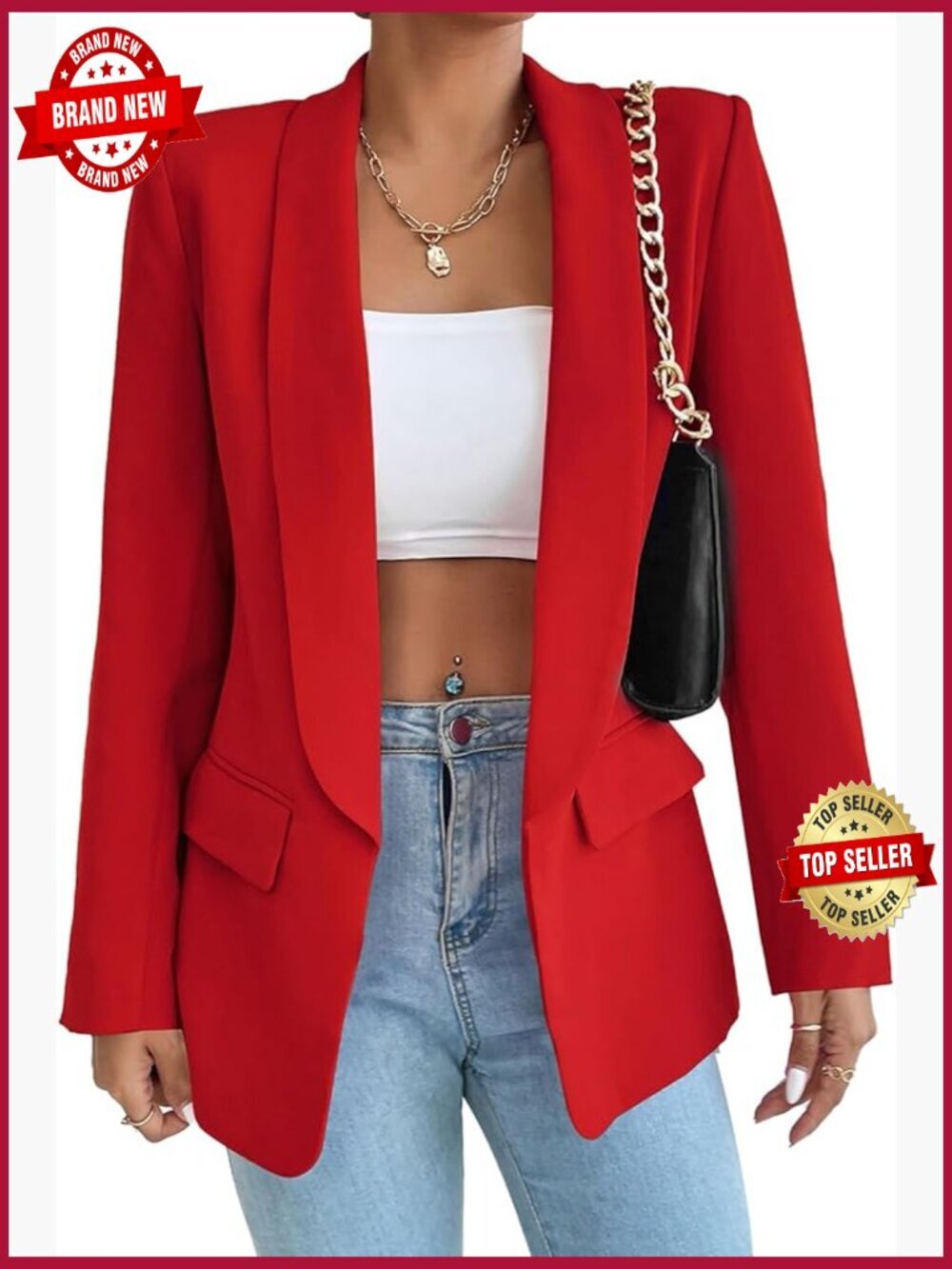 Casual Blazer Long Sleeve Open Front Shawl Collar Slim Jacket